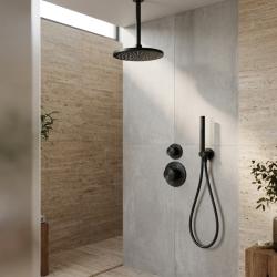 Aquanello Eterna Inbyggt termostatiskt duschset i matt svart med takarm 20 cm regndusch och handdusch ET-S-SET4-1-10